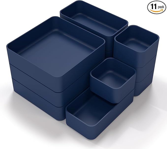 11-Piece Stackable Drawer Organizer Set, Stationery, Utensils in Bathroom by CHANCETSUI