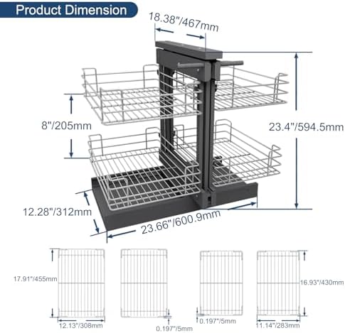 VADANIA Blind Corner Pull Out Organizer for 36" Cabinet, Soft Close