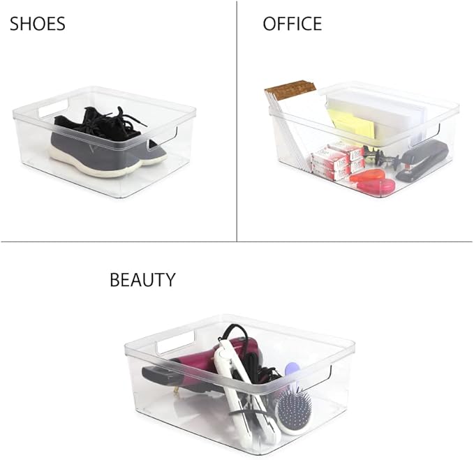 Isaac Jacobs 2-Pack Large Clear Storage Bins w/Cutout Handles, Plastic Organizer - Image 4