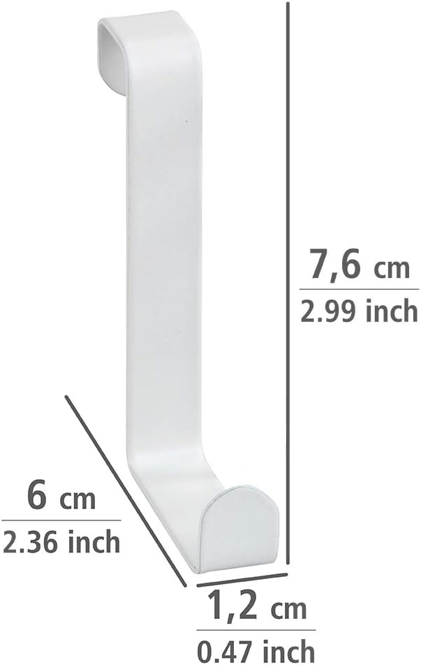 WENKO Crochet de porte blanc mat lot de 4 - Tringle de porte 4 crochets, Acie...