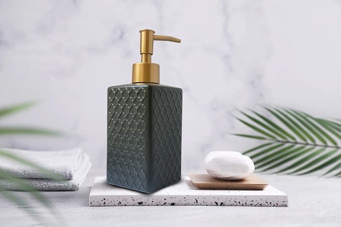 Gold Soap Dispenser for Bathroom, Retro Black Square Lotion Dispenser, - Image 5