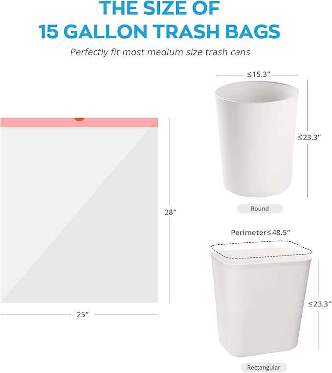 Ultra Thick Heavy Duty Plastic 15 Gallon Drawstring Trash Bags Large 80 Count - Image 3
