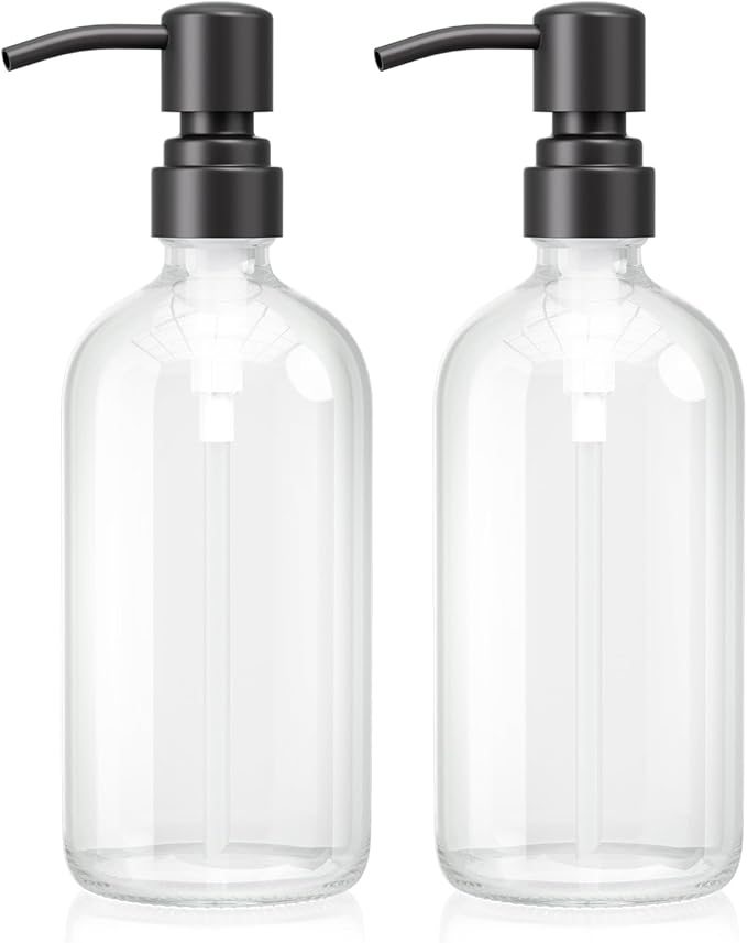 AmazerBath Soap Dispenser, 2 Pack Glass Soap Dispenser by AmazerBath