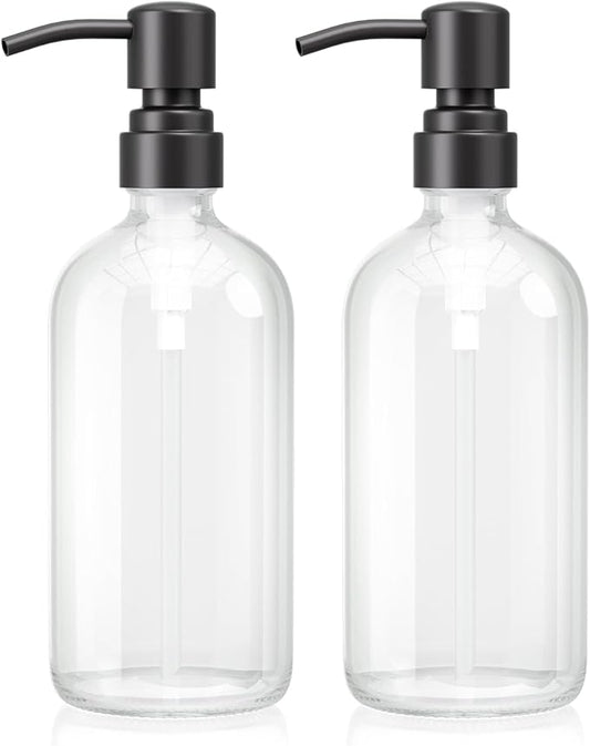 AmazerBath Soap Dispenser, 2 Pack Glass Soap Dispenser by AmazerBath