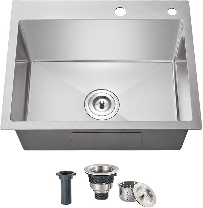 24x18 Inch Kitchen Sink Drop In, Premium T-304 Grade Stainless Steel Sink by OUGOO