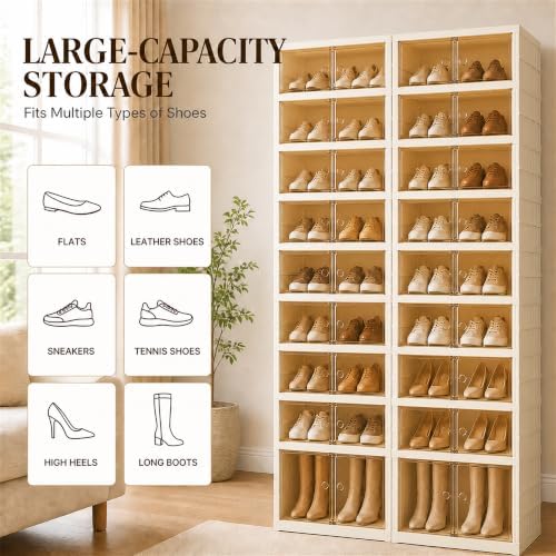 9-Tier Tall Foldable Shoe Rack Set 2 with Wheels, Fits 18 Pairs