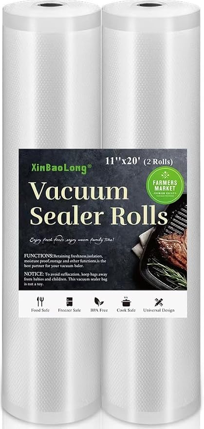 Vacuum Sealer Bags for Food，Seal a Meal Bags Rolls，11inx20 Rolls 2 by xinbaolong