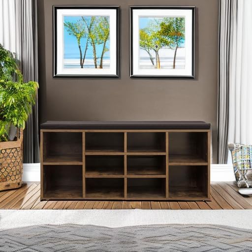VASAGLE CUSTOS Collection - Shoe Bench, Storage Bench with Padded Seat, Entry...