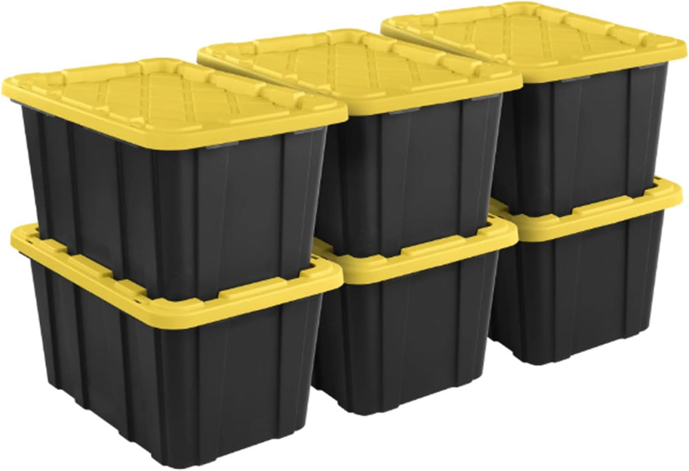 6 Pack 27 Gallon Storage Bins with Lids, Heavy Duty Plastic Storage Boxes