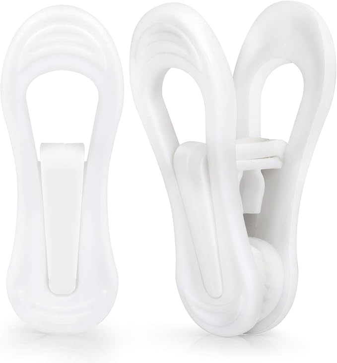 Tinfol White Plastic Hanger Clips, 50 Pack Hanger Clips- Strong Pinch Grip by Tinfol