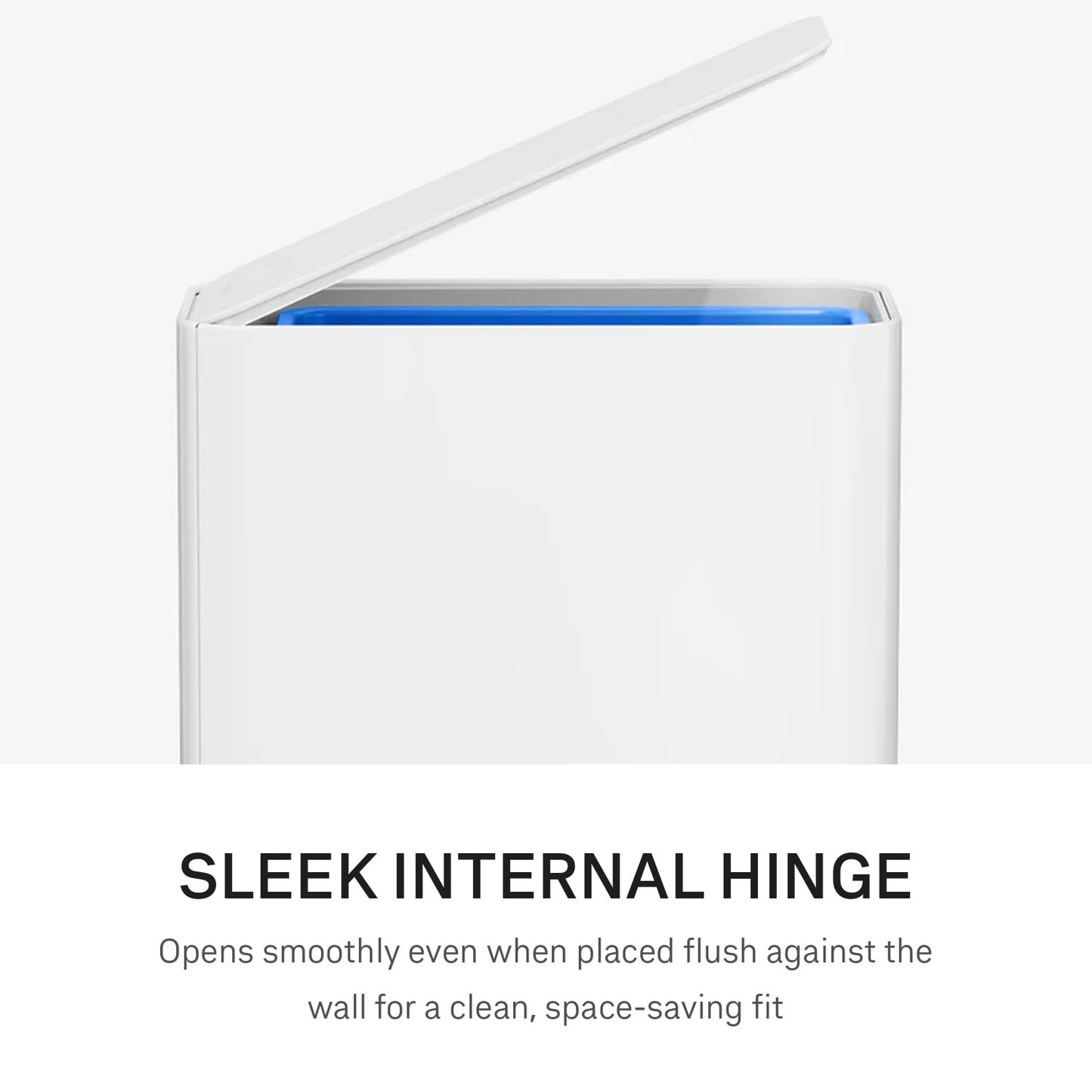 simplehuman Slim Step Can, 9L / 2.4 Gallon Primary Bathroom Trash Can, Liner Pocket®, Sleek Internal Hinge, 150,000-Step All-Steel Pedal, Lid Shox® Silent Close, White Steel