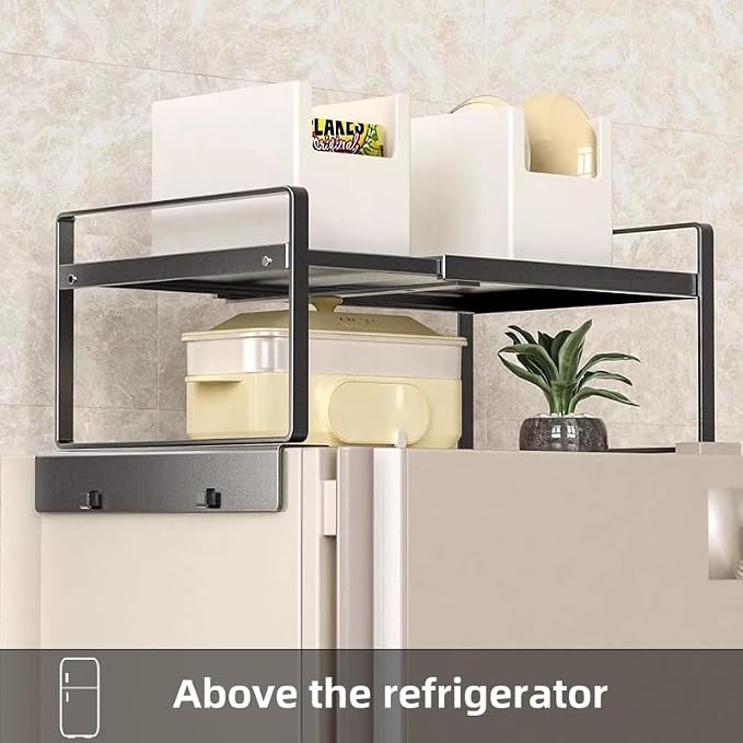 Adjustable Fridge Top Storage Rack, 12.4"-23.62" Expandable Organizer Shelf - Image 4