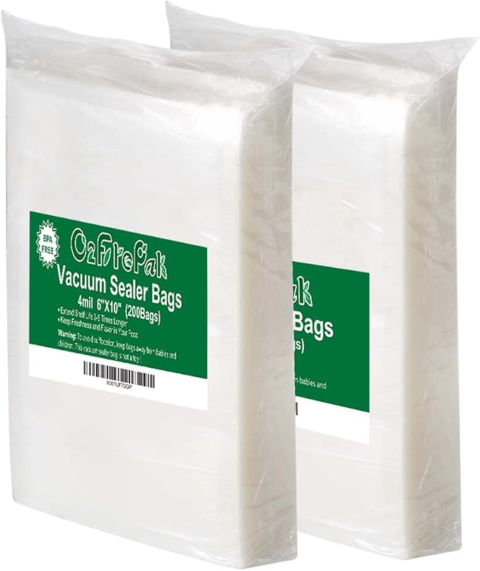 O2frepak 200 Pint Size 6" x 10" 4mil Thick Vacuum Sealer Bags by O2frepak