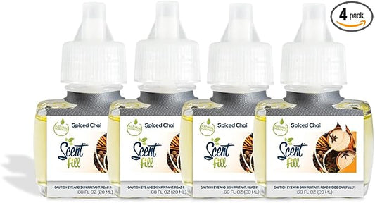 Scent Fill Spiced Chai Plug in Air Freshener, 4 Scented Oil Refills by ScentFill
