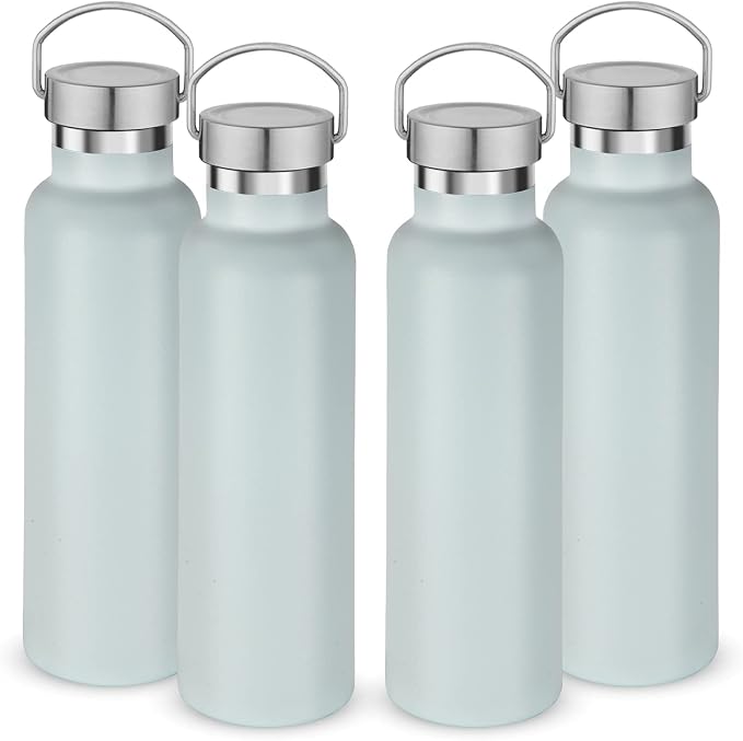 Neihepal 20 oz Insulated Water Bottles Bulk 4 Pack, Stainless Steel Double Wall by Neihepal