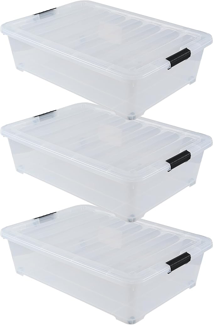 50 Quart Wheeled Latching Storage Box, Stackable Bin - Image 5