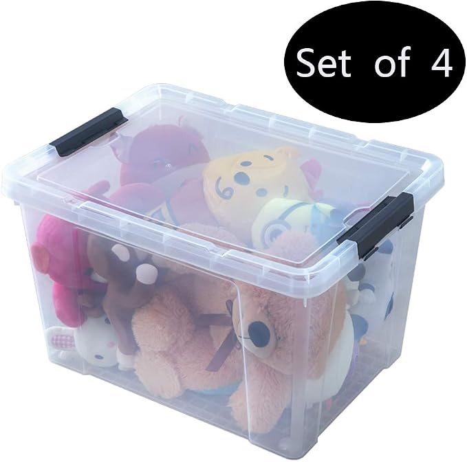 Ggbin 34 Quart Clear Lidded Storage Container Tote, Plastic Storage Box Bin - Image 5