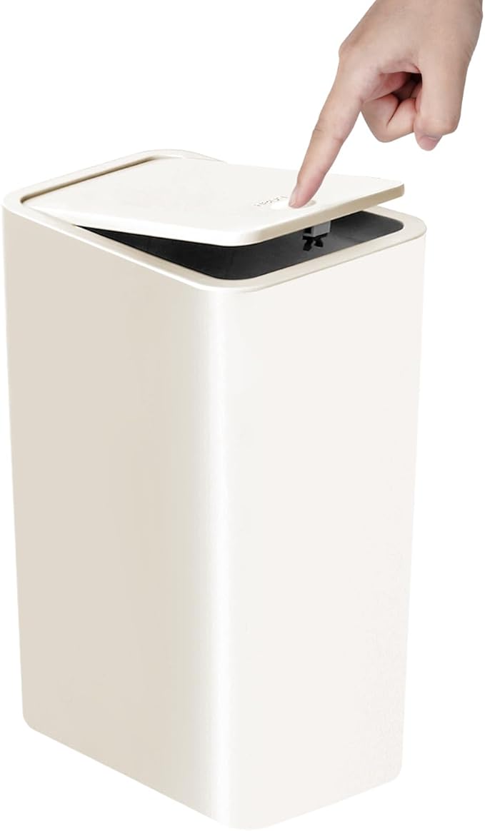 TIPGO Bathroom Trash Can with Lid, 10 Liter/ 2.6 Gallon Slim Garbage Can by TIPGO