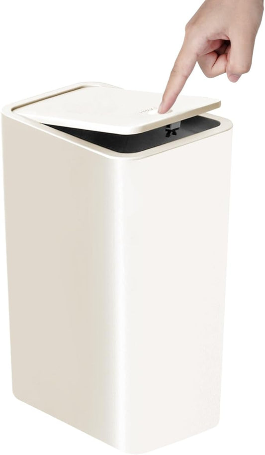 TIPGO Bathroom Trash Can with Lid, 10 Liter/ 2.6 Gallon Slim Garbage Can by TIPGO