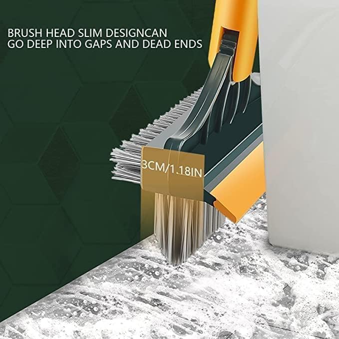 3 in 1 Toilet Bathroom Cleaning Brush with Wiper and Long Handle - 180° Rotate Floor Scrub Brush for Tiles, Home Kitchen Bathroom Toilet Cleaning Brush (Yellow, Min 1 Quantity)