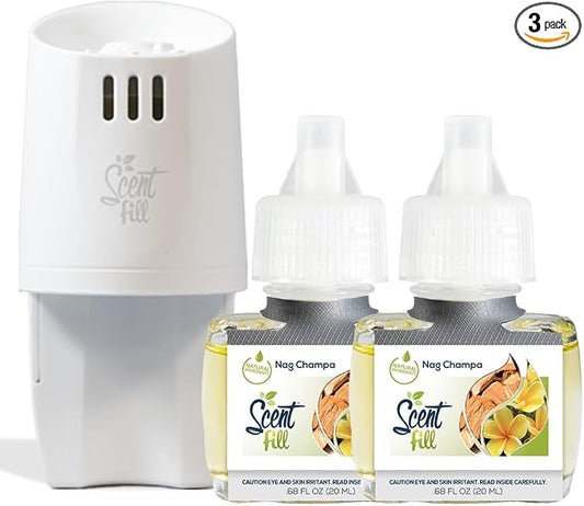 Scent Fill Nag Champa Plug in Air Freshener, Scented Oil Refills, 2 Refills + by ScentFill
