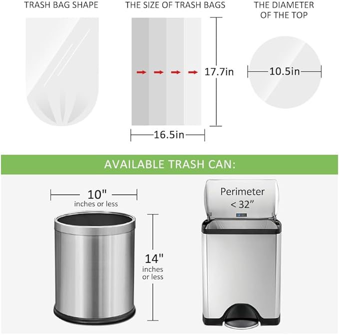 180 Counts 2 Gallon Small Trash Bags Garbage Bags by RayPard, fit 1.6, 2.2 Gal - Image 2