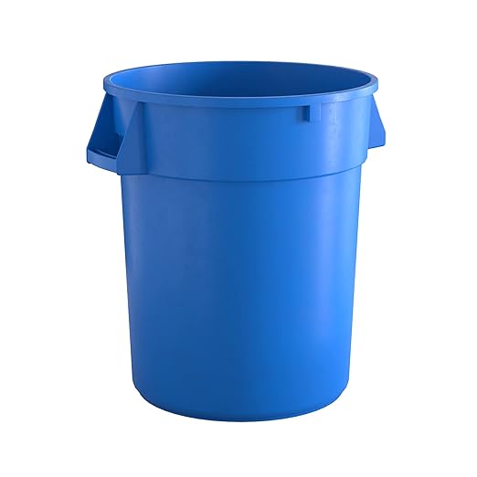 32 Gallon Blue Round Commercial Trash Can by Krollen+Industrial