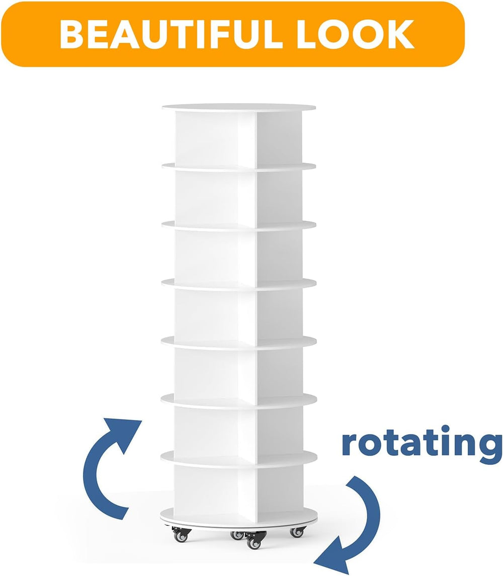SpaceAid Spinning Shoe Rack with Wheels, 7 Tier Rotating Organizer Shoe Tower...