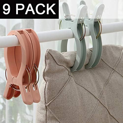 9 Pack Beach Towel Clips Beach Chairs 3 Colors Jumbo Size Towel Clamps Lounge - Image 4