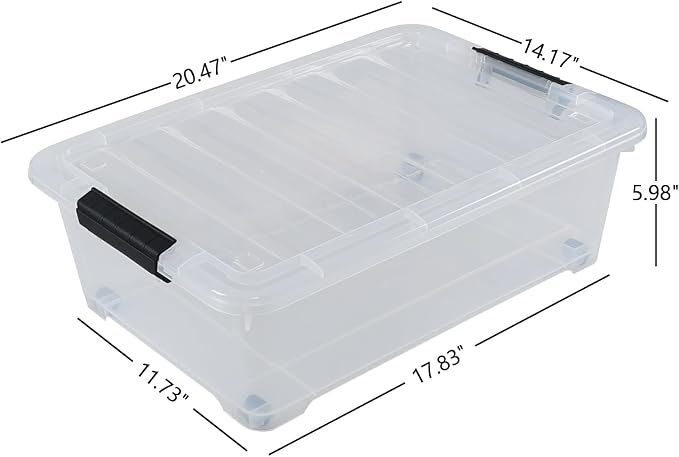 4 Pack 20 L Plastic Under Bed Storage Box - Image 2