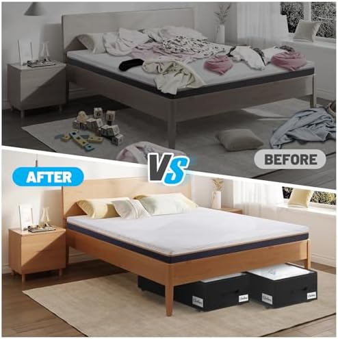Under Bed Storage with Wheels, 4-Pack 10" Height XXL 75L Rolling Storage...