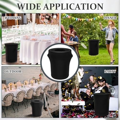 Tanlade 20 Pcs 32 Gallon Stretch Trash Can Spandex Cover Outdoor Waste Garbage Can Spandex Covers for Indoor Kitchen Outdoor Round Waste Container Bin, Without Trash Bin (Black)