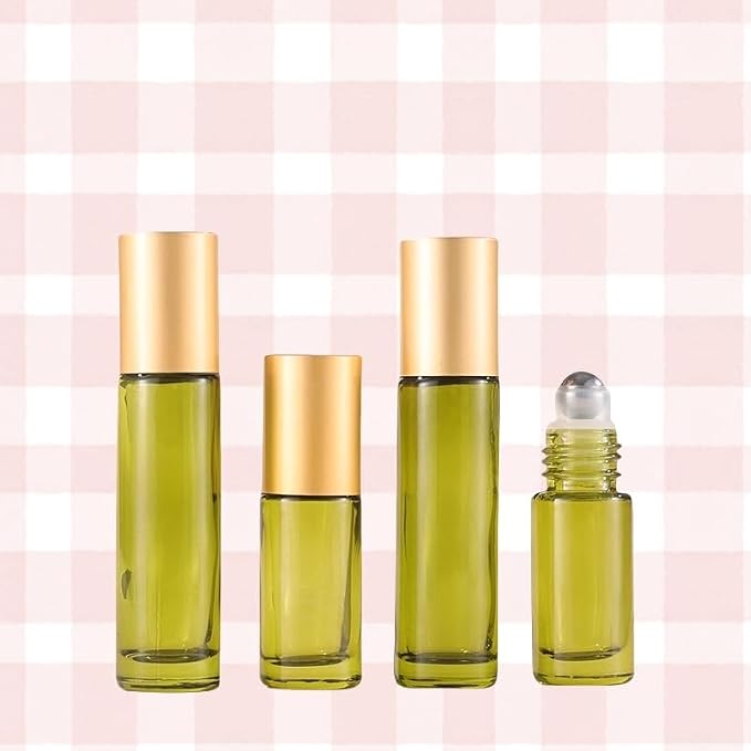10 Pack Glass Roller Bottles for Essential Oils, 5ml Green Roll On Bottles - Image 2