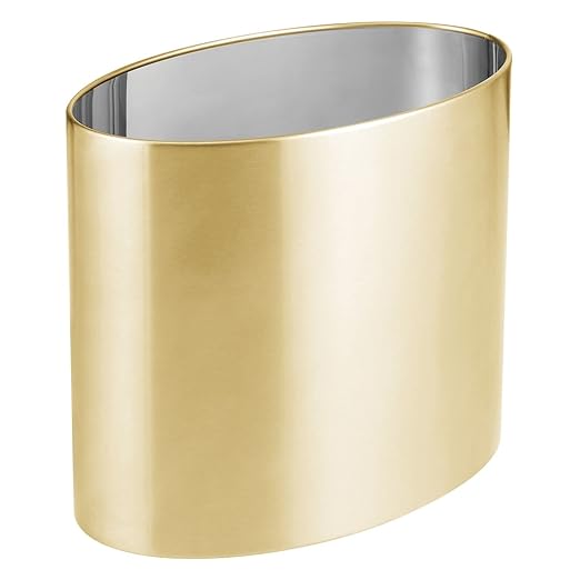 mDesign Stainless Steel Metal Oval Trash Can, 7.9 Liter/2.09 Gallon Wastebasket - Image 6
