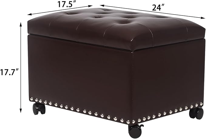 Joveco Leather Storage Ottoman - Image 3