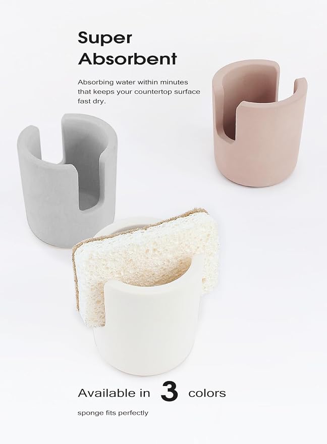 Diatomite Stone Sponge Holder, Quick Dry Dish Sponge Stand - Image 7