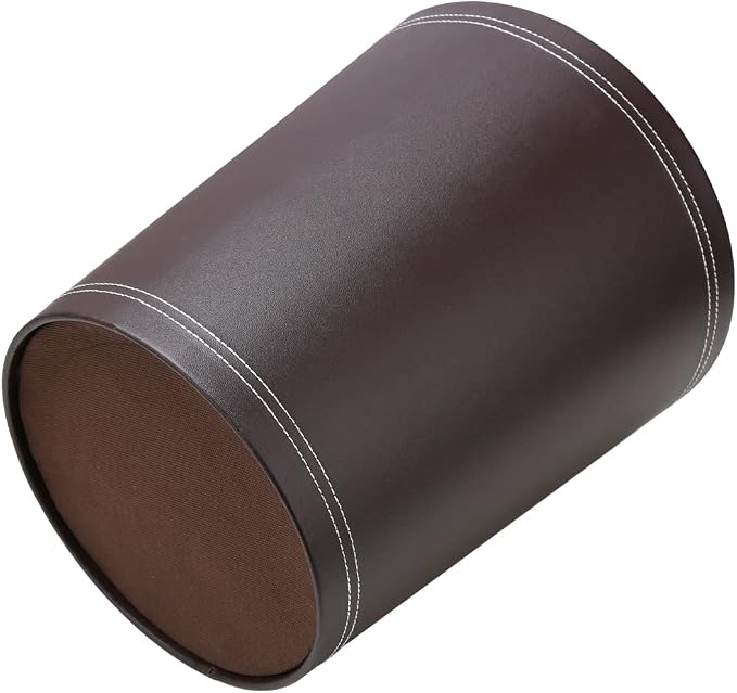 KINGFOM Classic Pu Leather Trash Can Wastebasket, Garbage Container Can - Image 7