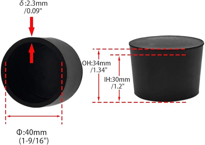 Flyshop 4 Pieces 40mm Rubber Chair Leg Caps Round, Non-Slip Protective Caps - Image 2