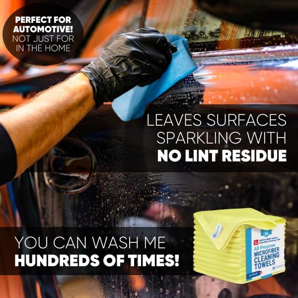 MW Pro Microfiber Cleaning Cloth | Yellow | Size 16" x 16" | All Purpose - Image 4