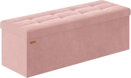 Folding Storage Ottoman, Velvet Storage Bench, Removable Divider, by Liveinacomfortablehome