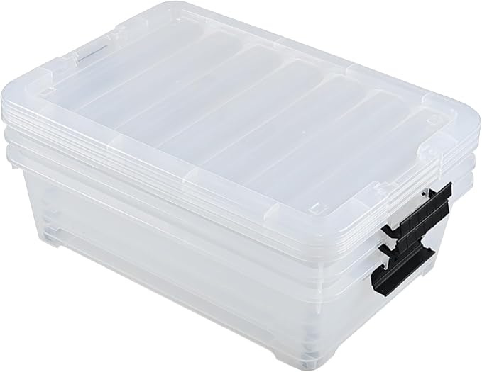 25 L Plastic Sturdy Rolling Under Bed Storage Container Bins, 4 Packs - Image 7
