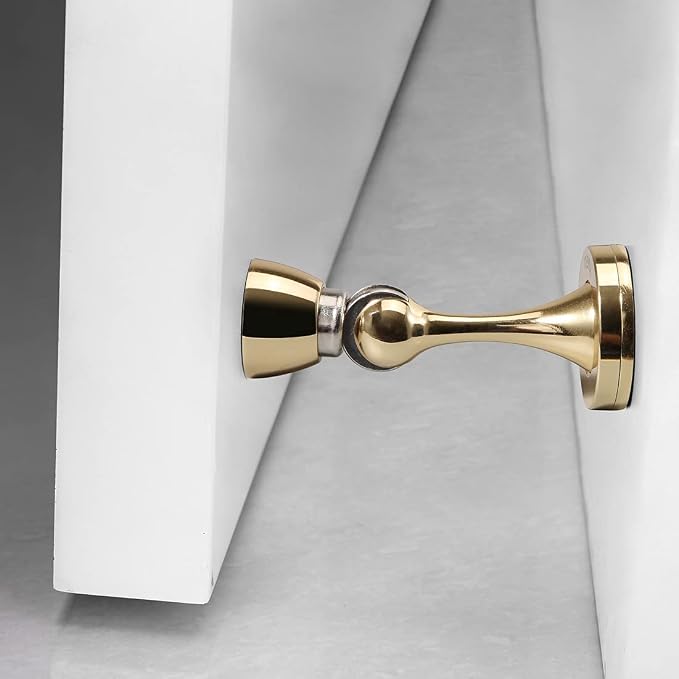 YAGU 1 Pack Magnetic Door Stopper Catch, Zinc Alloy Bright Gold Door Stops - Image 2