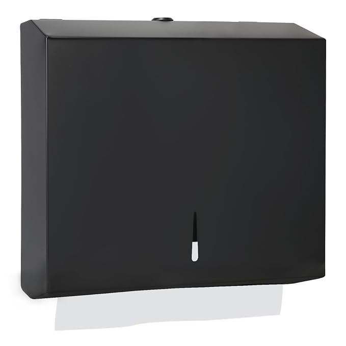 Paper Towel Dispenser Wall Mount, Matte Black Stainless Steel Commercial Paper by Stardrix