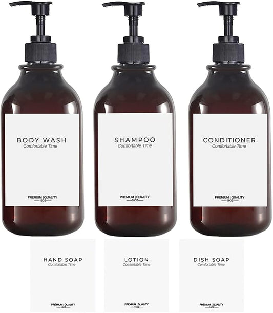 Apothecary Dispenser Bottle for Bathroom and Kitchen - 16oz Plastic Shower Pump by Gails+Willing