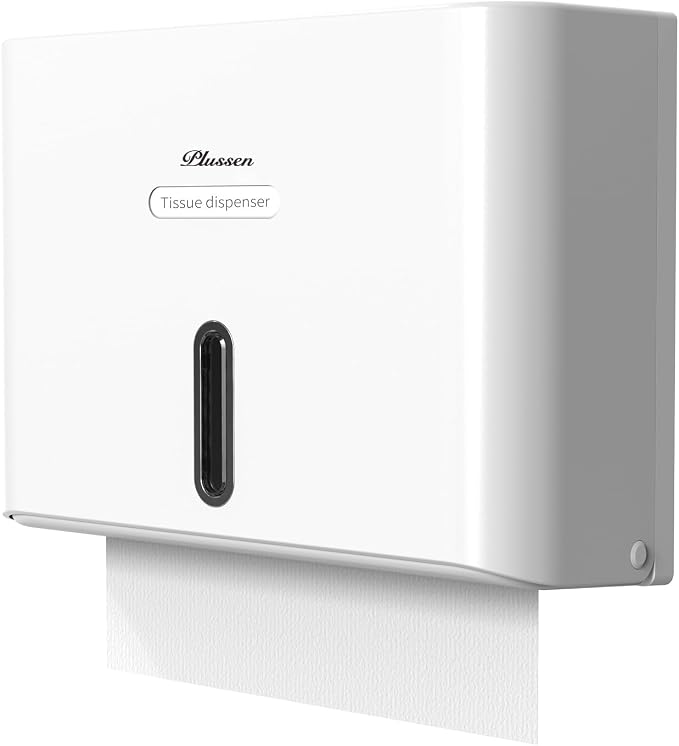 Paper Towel Dispenser Wall Mount, Adhesive No Drilling Multifold Trifold C Fold by PLUSSEN