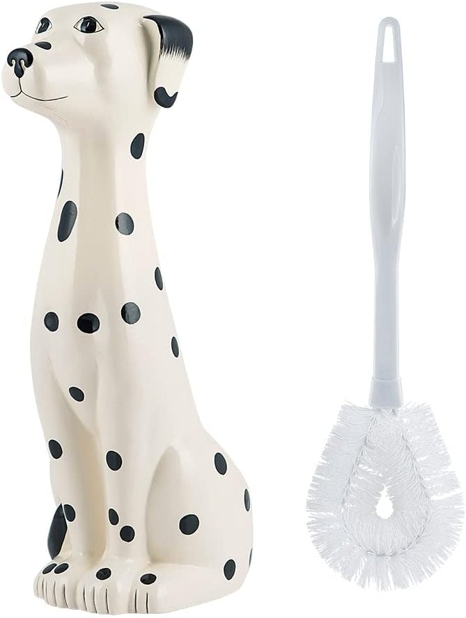 Allure Home Creation Dalmatian Dog White & Black 2-Piece Ceramic Toilet Brush - Image 4