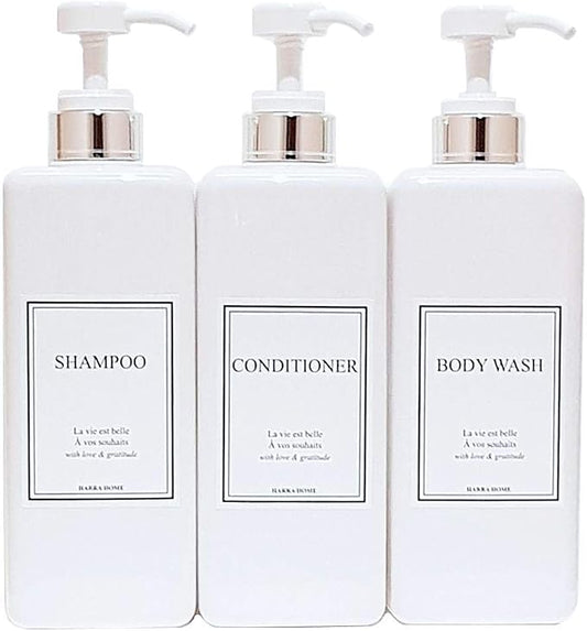 Modern Design Large 27 oz Shampoo and Conditioner Dispensers by HARRA+HOME