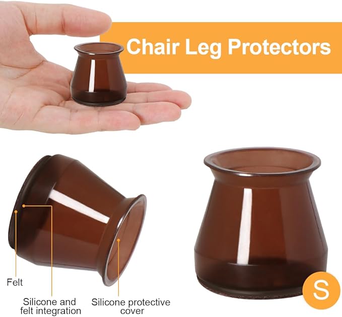 32 Pcs Chair Leg Protectors for Hardwood Floors, Silicone Felt Furniture Leg - Image 3