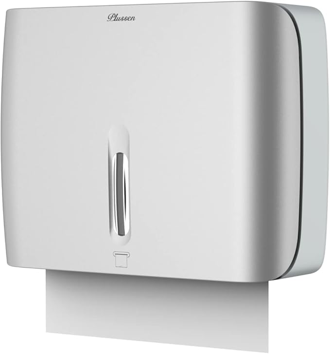 Paper Towel Dispenser Wall Mount Commercial & Home Use ABS Matte Silver Gray by PLUSSEN