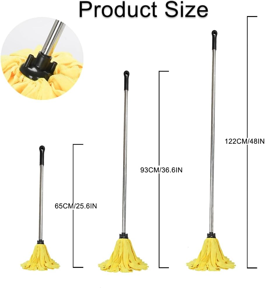 Microfiber Cloth Mop for Floor Cleaning with 2Pcs Replacement Head,Long Handle String Wet Floor Mop for Home,Hardwood,Laminate,Tile,Marble (Yellow)